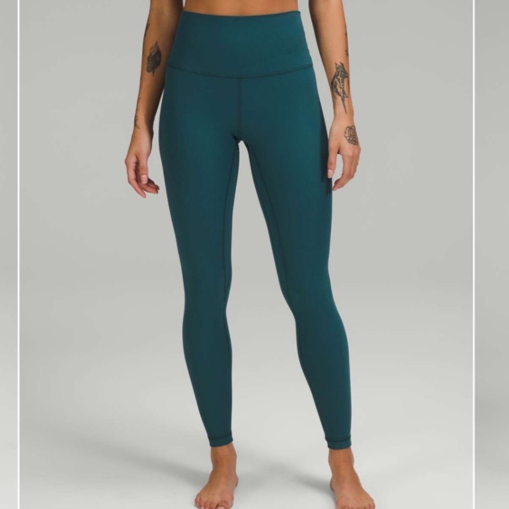 Lululemon | Align High-Rise Ribbed Teal Green Nulu Leggings Pants, Size 4